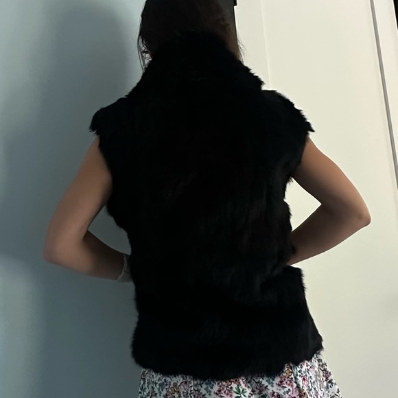 Real Fur Vest Black Rabbit Winter Women S XS - Picture 10 of 10